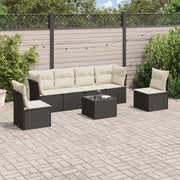 Loungeset 7-delig poly rattan zwart