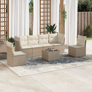 Loungeset 7-delig poly rattan beige
