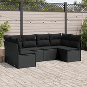 Loungeset 6-delig poly rattan zwart