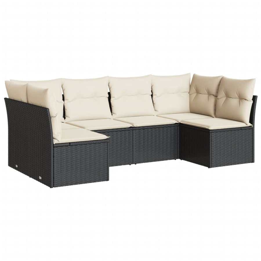 6-Delige Loungeset Met Kussens Poly Rattan Zwart