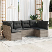 Loungeset 6-delig poly rattan lichtgrijs