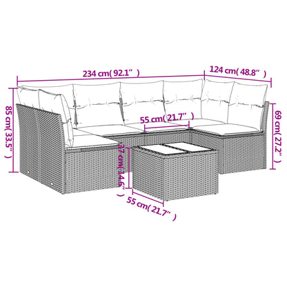 7-Delige Loungeset Met Kussens Poly Rattan Zwart