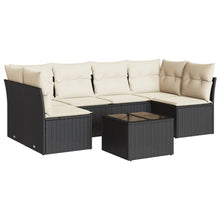 7-Delige Loungeset Met Kussens Poly Rattan Zwart