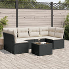 7-Delige Loungeset Met Kussens Poly Rattan Zwart