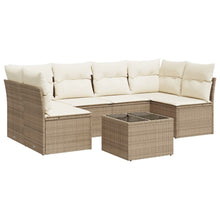 7-Delige Loungeset Met Kussens Poly Rattan Beige