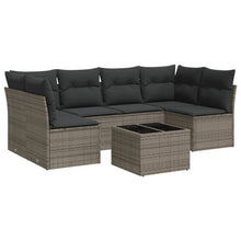 7-Delige Loungeset Met Kussens Poly Rattan Grijs