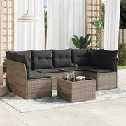 7-piece Lounge Set with Cushions poly rattan grey