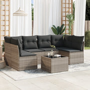 7-piece Lounge Set with cushions poly rattan light grey