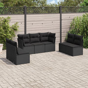 Loungeset 7-delig poly rattan zwart