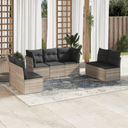 Loungeset 7-delig poly rattan lichtgrijs
