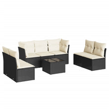 8-Delige Loungeset Met Kussens Poly Rattan Zwart en crème Met tafel