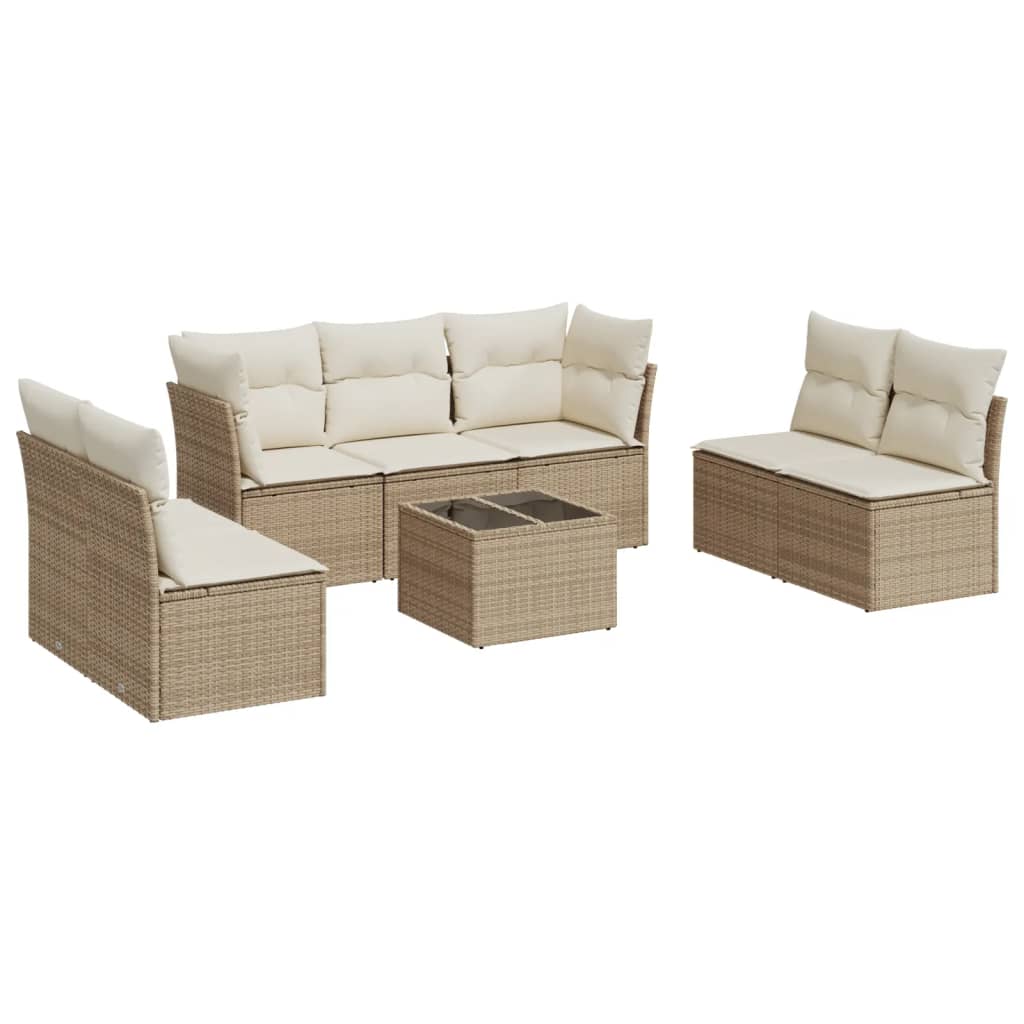 8-Delige Loungeset Met Kussens Poly Rattan Beige