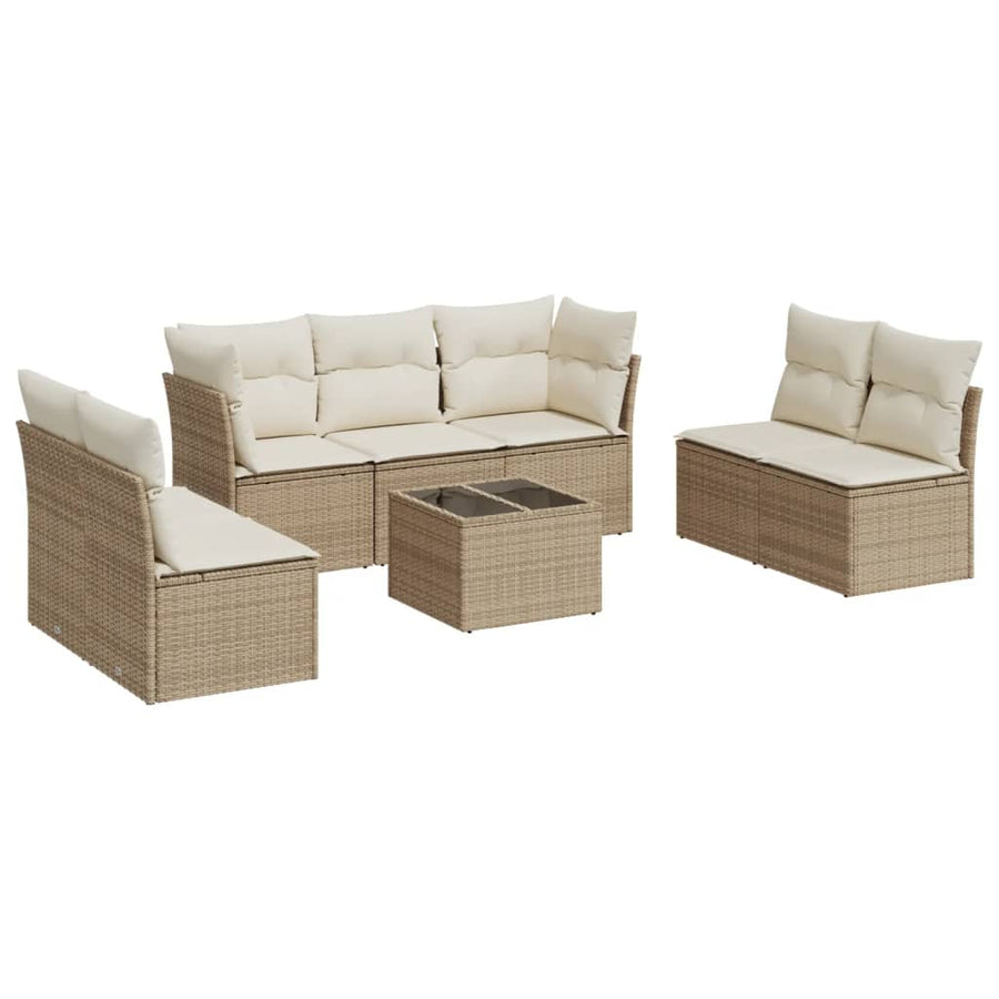 8-Delige Loungeset Met Kussens Poly Rattan Beige