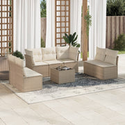 Loungeset 8-delig poly rattan beige