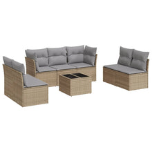 8-delige Loungeset met kussens poly rattan beige