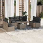 Loungeset 8-delig poly rattan grijs