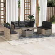 Loungeset 8-delig poly rattan lichtgrijs