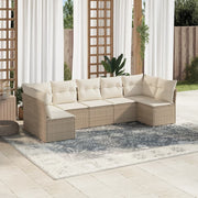 Loungeset 7-delig poly rattan beige