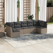 Loungeset 7-delig poly rattan grijs