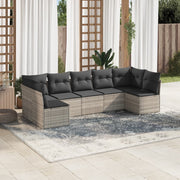 Loungeset 7-delig poly rattan lichtgrijs