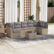 Loungeset 8-delig poly rattan beige