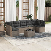 Loungeset 8-delig poly rattan grijs