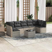 Loungeset poly rattan 8-delig lichtgrijs