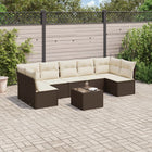 8-delige Loungeset met kussens poly rattan bruin