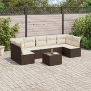 Loungeset poly rattan bruin 8-delig