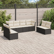 Loungeset poly rattan 8-delig zwart