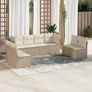 Loungeset 8-delig poly rattan beige