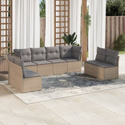 Loungeset 8-delig poly rattan beige