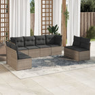 8-piece Lounge Set with Cushions Poly Rattan Grey