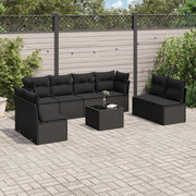 Loungeset 9-delig poly rattan zwart