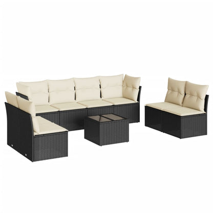 9-Delige Loungeset Met Kussens Poly Rattan Zwart