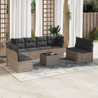 9-Delige Loungeset Met Kussens Poly Rattan Grijs