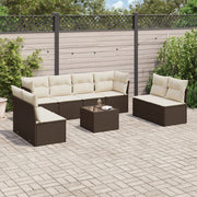 Loungeset poly rattan bruin 9-delig