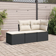 Loungeset poly rattan 3-delig zwart