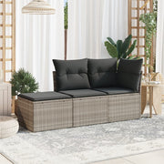 Loungeset poly rattan lichtgrijs 3-delig