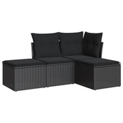 Loungeset 4-delig poly rattan zwart