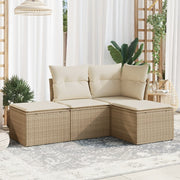 Loungeset 4-delig poly rattan beige