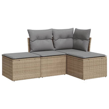 4-Delige Loungeset Met Kussens Poly Rattan Beige