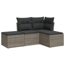 4-Delige Loungeset Met Kussens Poly Rattan Grijs