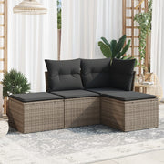 Loungeset 4-delig poly rattan grijs