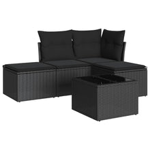 5-Delige Loungeset Met Kussens Poly Rattan Zwart