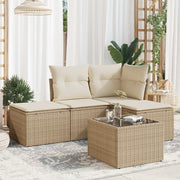 Loungeset 5-delig poly rattan beige