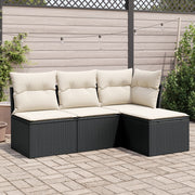 Loungeset 4-delig poly rattan zwart