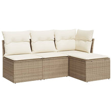 4-Delige Loungeset Met Kussens Poly Rattan Beige