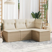 Loungeset 4-delig poly rattan beige