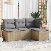 Loungeset 4-delig poly rattan beige